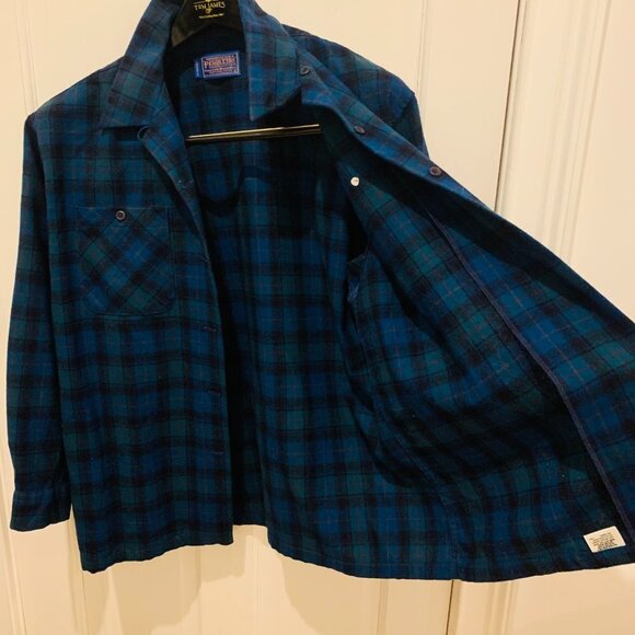 Vintage Pendleton Wool Plaid Flannel Button Work Chore Shirt Heavy Chamois Work - Picture 10 of 10